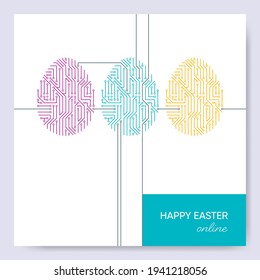 Happy easter online card circuit board pattern