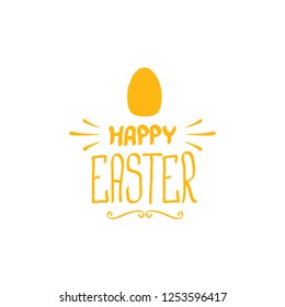 happy easter orange text lettering isolated on white. vector Happy Easter doodle typography background with greeting text and egg.