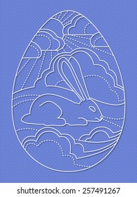 Happy Easter! Ornamental egg with bunny. Minimal design. Vector template 