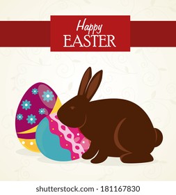 happy easter over  beige background vector illustration