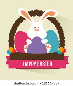 happy easter over beige background vector illustration