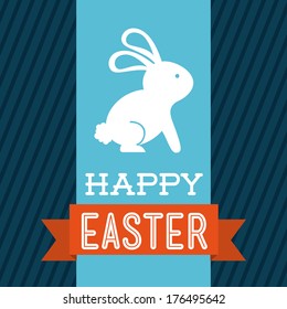 happy easter over blue background vector illustration