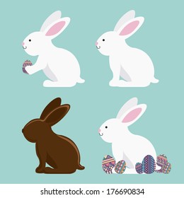 happy easter over blue  background vector illustration