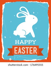 happy easter over orange background vector illustration happy easter over orange background vector illustration