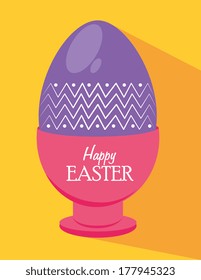 happy easter over   orange  background vector illustration