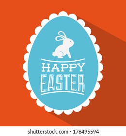 happy easter over red background vector illustration