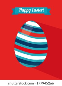happy easter over   red  background vector illustration