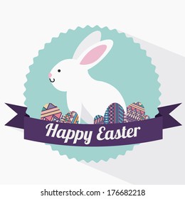happy easter over  white background vector illustration