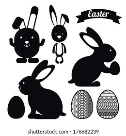 happy easter over white  background vector illustration