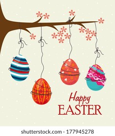 happy easter over white    background vector illustration