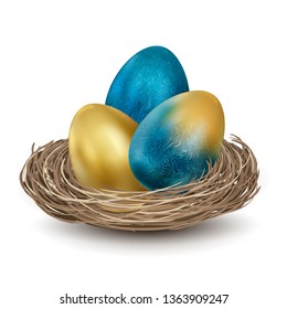 Happy Easter, painted eggs. Spring holidays, Easter background. Vector illustration EPS10.