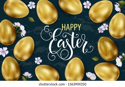 Happy Easter, painted eggs. Spring holidays, Easter background. Vector illustration EPS10.