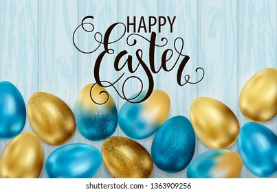 Happy Easter, painted eggs. Spring holidays, Easter background. Vector illustration EPS10.