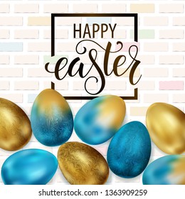 Happy Easter, painted eggs. Spring holidays, Easter background. Vector illustration EPS10.