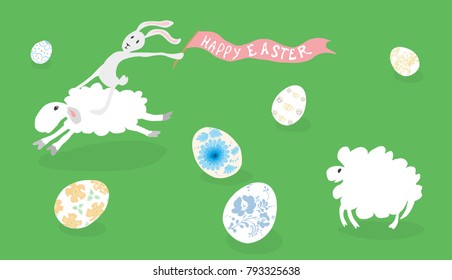 Happy easter. Painted holiday symbols. will please children.