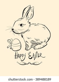 Happy Easter with painting Easter Bunny, Easter eggs