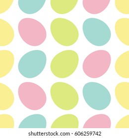 Happy Easter painting egg Painted shell set. Light Color Seamless Pattern Wrapping paper, textile template. Pastel color background. Flat design. Vector illustration.