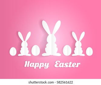 happy easter paper art style background design