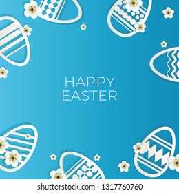Happy Easter paper cut background.