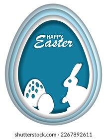 Happy easter paper cut greeting card. Vector illustration