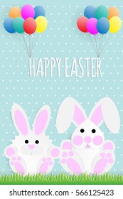 Happy easter paper cut on pastel background