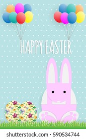 Happy easter paper cut on pastel background