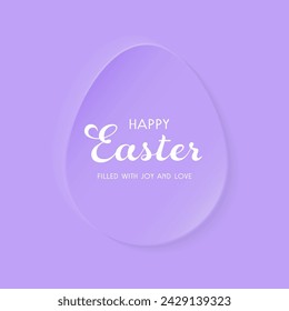 Feliz Pascua. Fondo de estilo de corte de papel con huevo de Pascua. Ilustración de vector