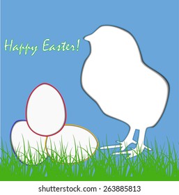 Happy Easter, paper eggs, chicken