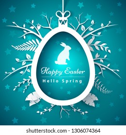 Happy easter - paper origami style. Vector eps 10