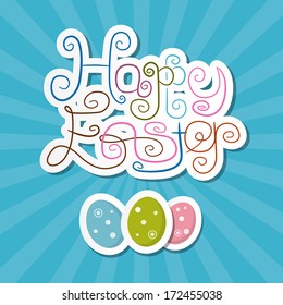 Happy Easter Paper Retro Blue Background