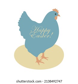 Happy Easter Pastel Blue Hen Giftcard Flat