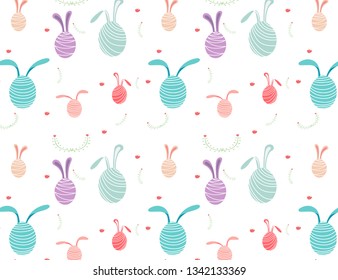 Happy easter pattern background, Cute easter pattern for kids, Vector illustration.