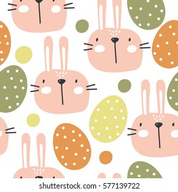 Happy Easter pattern with cute bunny