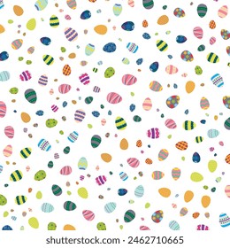 Happy Easter pattern. Easter eggs with different textures. Spring holiday. Vector Illustration isolated. Happy easter eggs.