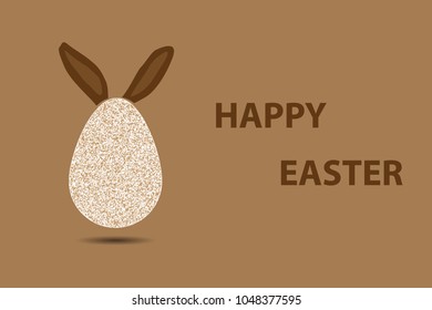 Happy easter - pattern - vector - brown and white
