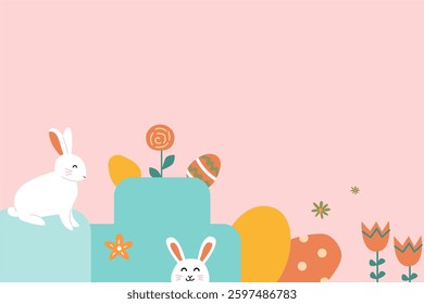 Happy easter patterns with bunnies and floral elements for festive designs.