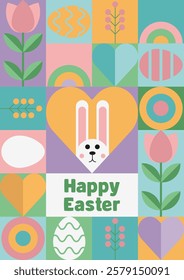 Happy easter patterns modern geometric abstract style perfect for a poster cover or postcard flat