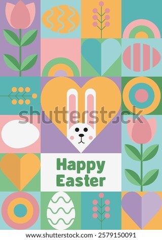 Happy easter patterns modern geometric abstract style perfect for a poster cover or postcard flat