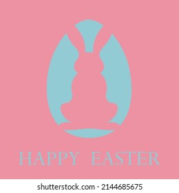 Happy Easter. Patterns. Modern minimalist abstract style. Vector Easter illustration. Easter egg, rabbit. Perfect for a poster, cover, or postcard. Easter card with rabbit silhouette