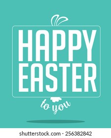 Happy Easter peeking bunny ears and text EPS 10 vector royalty free stock illustration for greeting card, ad, promotion, poster, flier, blog, article, social media