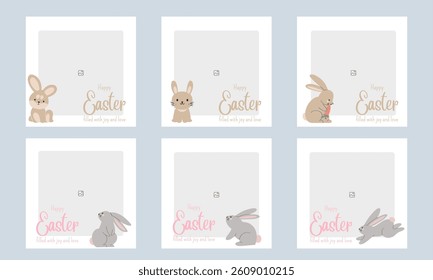 Happy Easter photo frame, Easter egg photo grid, framed banner design. Vector illustration