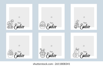 Happy Easter photo frame, Easter egg photo grid, framed banner design. Vector illustration