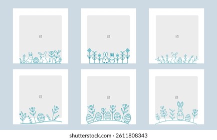 Happy Easter photo frame, Easter egg photo grid, framed banner design. Vector illustration