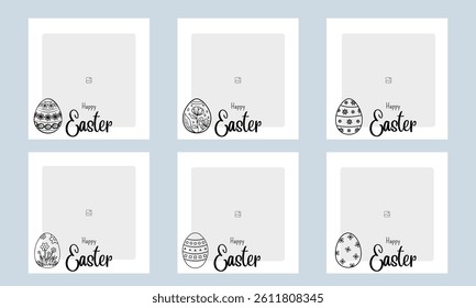 Happy Easter photo frame, Easter egg photo grid, framed banner design. Vector illustration