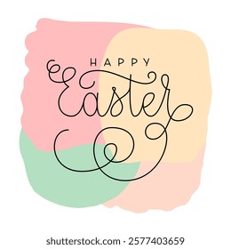 Happy Easter Phrase with Cute Background. Vector Hand Lettering of Festive Quote.