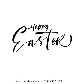Happy Easter phrase. Holiday lettering. Ink illustration. Modern brush calligraphy. Isolated on white background.