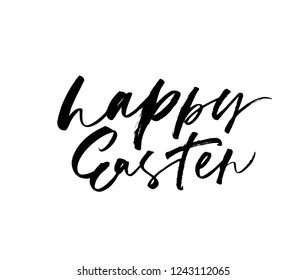 Happy Easter phrase. Holiday lettering. Hand drawn brush style modern calligraphy. Vector illustration of handwritten lettering. 