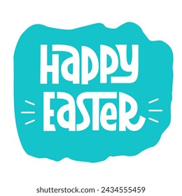 Feliz Frase de Pascua en Fondo Dibujado Abstracto. Letras de mano de vector de eslogan de vacaciones. Cita de texto de Pascua.