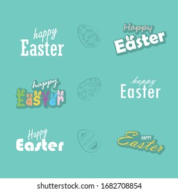 Happy Easter phrases,  typography design set