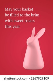 Fröhlich Ostern rosa Bunny Bauble 3d Grußkarte Christentum Feiertage Design Vorlage realistische Vektorgrafik. Religiöse festliche Gratulationen Bunny-Spielzeug-Charakter wünscht Dekoration